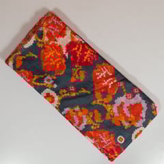 Grey Colour Dola Silk Digital Printed Fabric