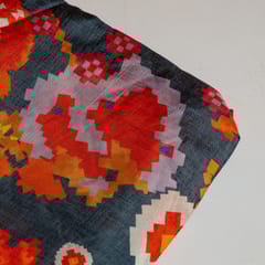 Grey Colour Dola Silk Digital Printed Fabric