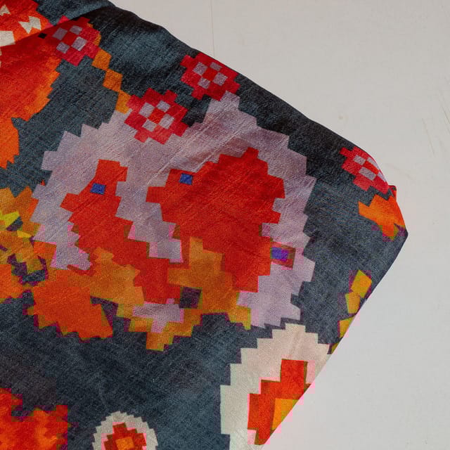 Grey Colour Dola Silk Digital Printed Fabric