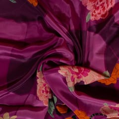 Purple Colour Viscose Crepe Printed Fabric