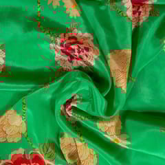 Green Colour Viscose Crepe Printed Fabric