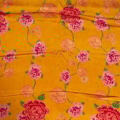 Mustard Colour Viscose Crepe Printed Fabric