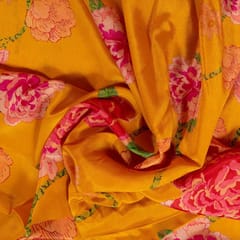 Mustard Colour Viscose Crepe Printed Fabric