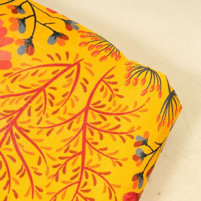 Yellow Colour Velvet Digital Printed Fabric
