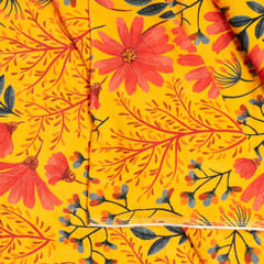 Yellow Colour Velvet Digital Printed Fabric