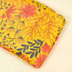 Yellow Colour Velvet Digital Printed Fabric
