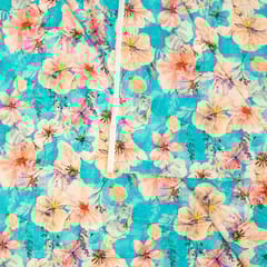 Firozi Colour Velvet Digital Printed Fabric