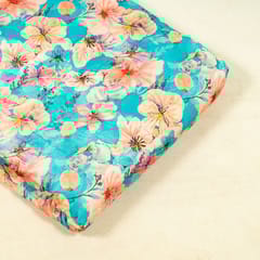 Firozi Colour Velvet Digital Printed Fabric