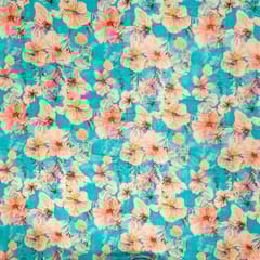 Firozi Colour Velvet Digital Printed Fabric