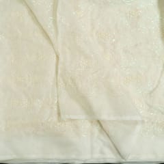 White Dyeable Organza Embroidered Fabric
