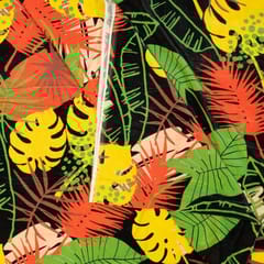 Black Colour Velvet Digital Printed Fabric