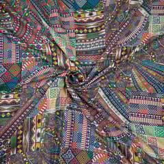 Multi Colour Semi Pashmina Printed Fabric