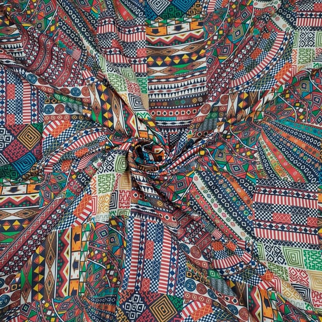 Multi Colour Semi Pashmina Printed Fabric