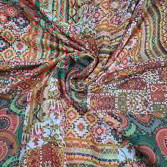 Multi Colour Semi Pashmina Printed Fabric