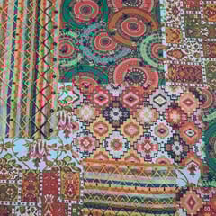 Multi Colour Semi Pashmina Printed Fabric