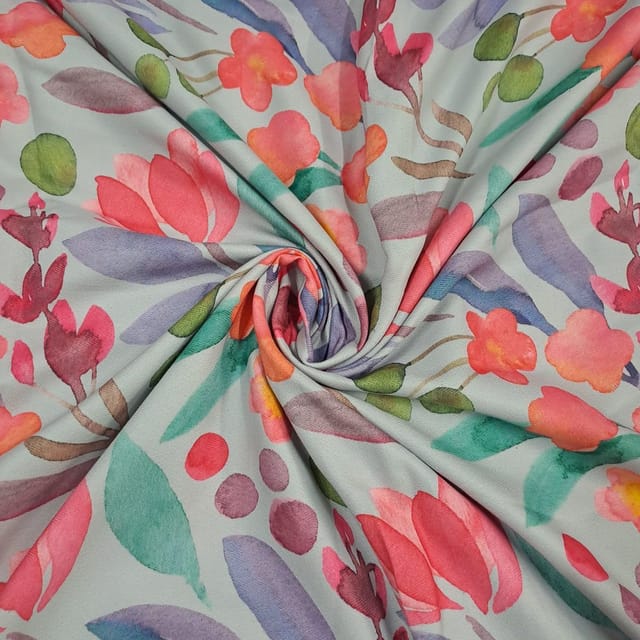 Multi Colour Semi Pashmina Printed Fabric