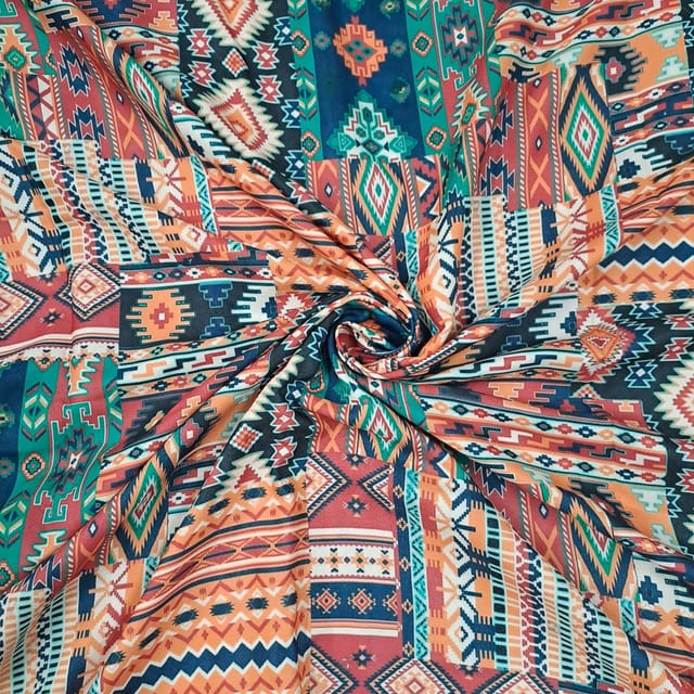 Multi Colour Semi Pashmina Printed Fabric
