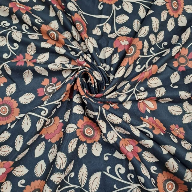 Black Colour Semi Pashmina Printed Fabric