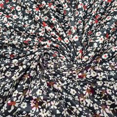 Black Colour Velvet Printed Fabric
