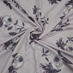 Lavender Colour Semi Pashmina Printed Fabric