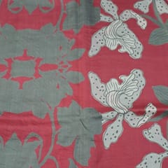 Pink Colour Pure Dupion Silk Printed Fabric