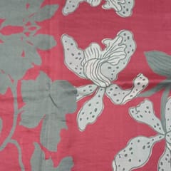 Pink Colour Pure Dupion Silk Printed Fabric