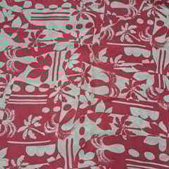 Red Colour Satin Printed Fabric
