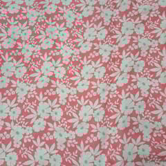 Baby Pink Colour Satin Printed Fabric