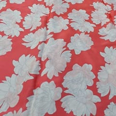 Red Colour Satin Printed Fabric