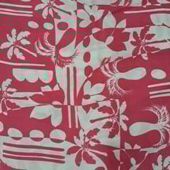Red Colour Satin Printed Fabric