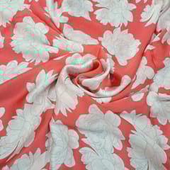 Red Colour Satin Printed Fabric