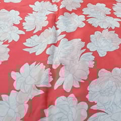 Red Colour Satin Printed Fabric