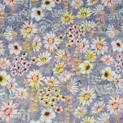 Lavender Colour Printed Velvet Fabric
