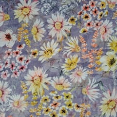 Lavender Colour Printed Velvet Fabric