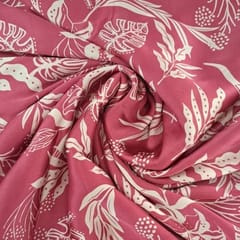 Onion Pink Colour Satin Printed Fabric