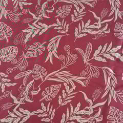 Onion Pink Colour Satin Printed Fabric