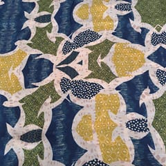 Multi Colour Pure Dupion Silk Printed Fabric