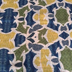 Multi Colour Pure Dupion Silk Printed Fabric