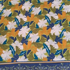 Multi Colour Pure Dupion Silk Printed Fabric