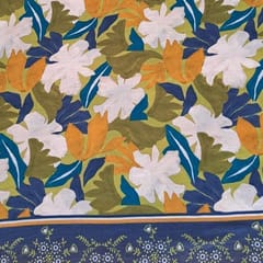 Multi Colour Pure Dupion Silk Printed Fabric