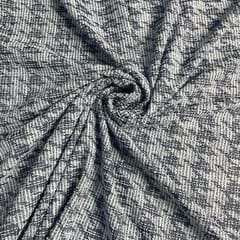 Navy Blue Colour Tweed ZigZag Fabric