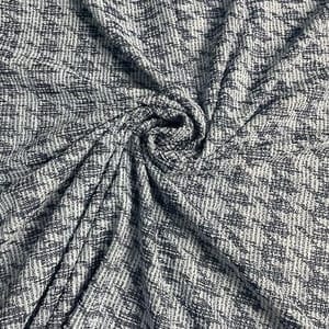 Navy Blue Colour Tweed ZigZag Fabric