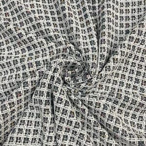 Black Colour Tweed Checks Fabric