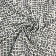 Grey Colour Tweed Checks Fabric