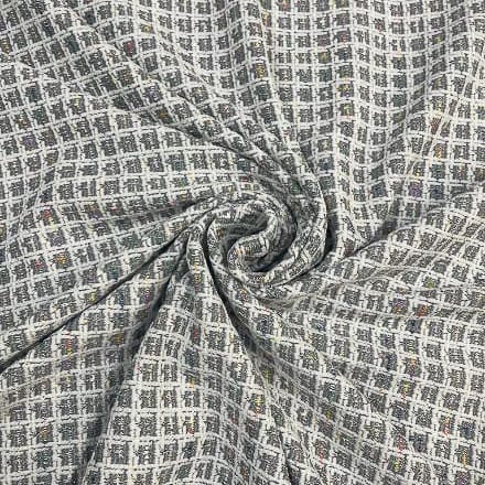 Grey Colour Tweed Checks Fabric