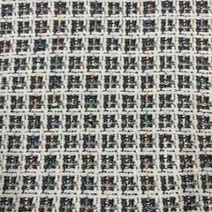 Black Colour Tweed Checks Fabric