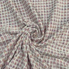 Pink Colour Tweed Checks Fabric