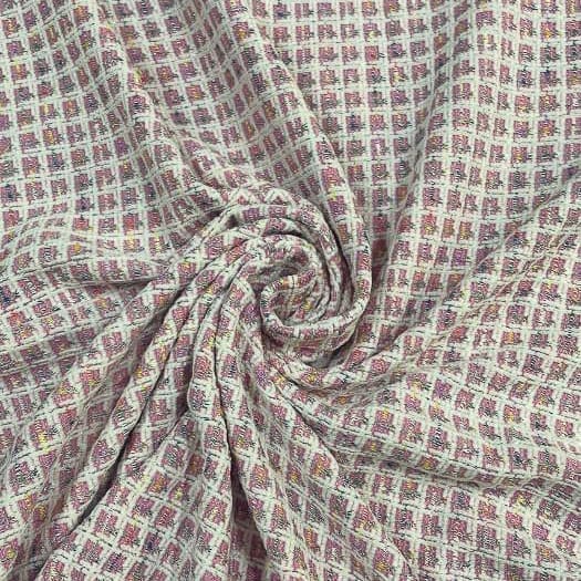 Pink Colour Tweed Checks Fabric
