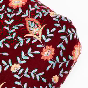Maroon Colour Velvet Embroidered Fabric