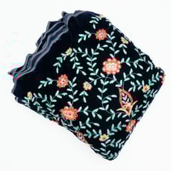 Navy Blue Colour Velvet Embroidered Fabric